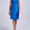 Favourbrook Florence Dress Sapphire Plain Silk Douppion-Women Dresses