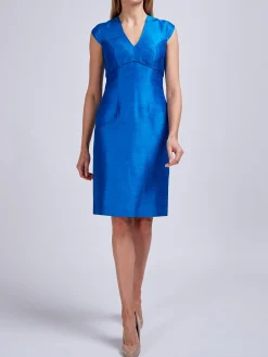 Favourbrook Florence Dress Sapphire Plain Silk Douppion-Women Dresses