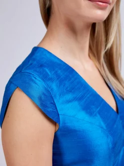 Favourbrook Florence Dress Sapphire Plain Silk Douppion-Women Dresses