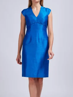 Favourbrook Florence Dress Sapphire Plain Silk Douppion-Women Dresses