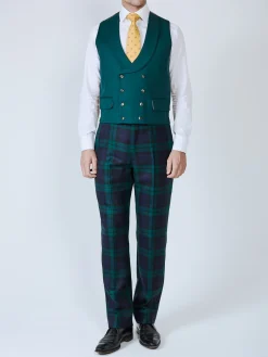 Favourbrook Forest Green Plain Wool Double Breasted 8 Button Shawl Lapel Waistcoat- Groomswear | Waistcoats