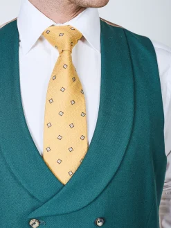 Favourbrook Forest Green Plain Wool Double Breasted 8 Button Shawl Lapel Waistcoat- Groomswear | Waistcoats