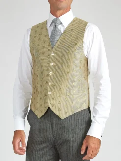 Favourbrook Gold Bees Silk Single Breasted 6 Button Waistcoat- Waistcoats | Royal Ascot Waistcoats
