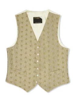 Favourbrook Gold Bees Silk Single Breasted 6 Button Waistcoat- Waistcoats | Royal Ascot Waistcoats