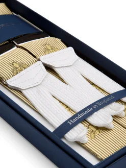 Favourbrook Gold Bees White Leather Silk Braces- Braces