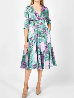 Favourbrook Grace Circle Dress Pink Green Dharma Silk Satin-Women Raceday | Mother Of The Bride