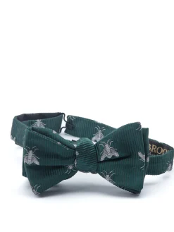 Favourbrook Green & Silver Silk Bees Bow Tie- Bow Ties