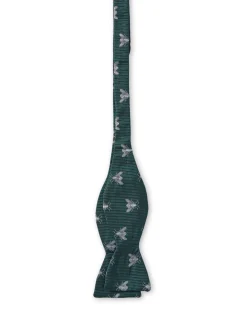 Favourbrook Green & Silver Silk Bees Bow Tie- Bow Ties