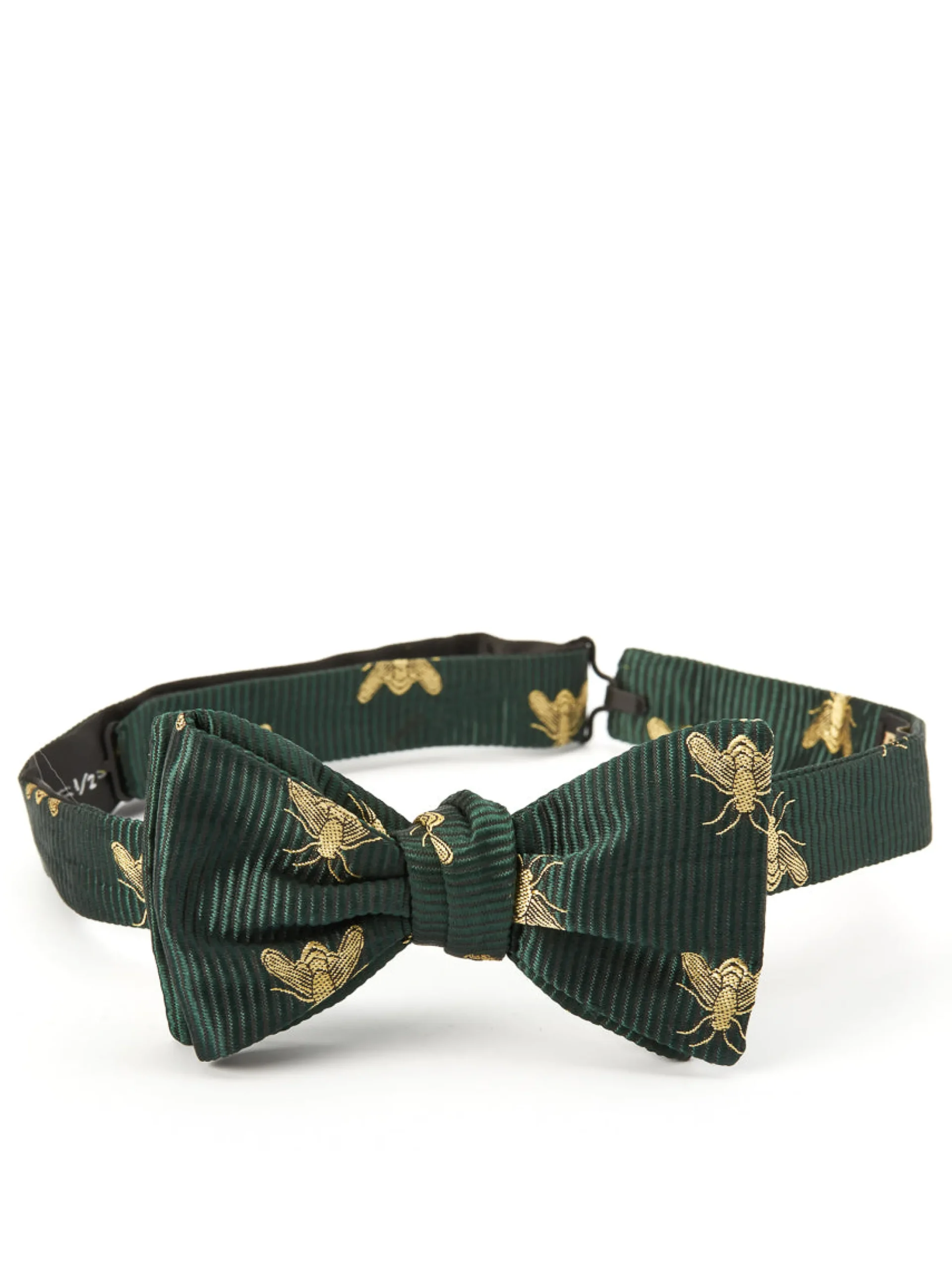 Favourbrook Green Gold Bees Silk Bow Tie- Bow Ties