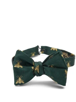 Favourbrook Green Gold Bees Silk Large Party Bow Tie- Bow Ties