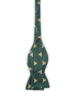 Favourbrook Green Gold Bees Silk Large Party Bow Tie- Bow Ties