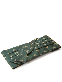 Favourbrook Green Gold Bees Silk Pleated Cummerbund & Bow Tie Set- Bow Ties & Cummerbund Sets