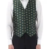 Favourbrook Green Gold Bees Silk Single Breasted 6 Button Waistcoat- Waistcoats | Royal Ascot Waistcoats