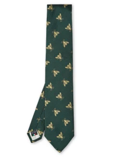 Favourbrook Green Gold Bees Silk Tie- Ties