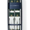 Favourbrook Green Gold Bees White Leather Silk Braces- Braces