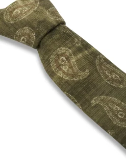 Favourbrook Green Shirburn Paisley Wool Tie- Wedding Attire | Ties