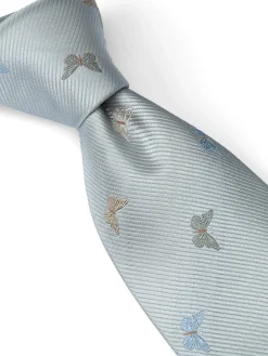 Favourbrook Grey Butterfly Silk Tie- Ties