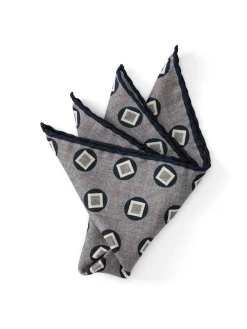 Favourbrook Grey Clivedon Silk Pocket Square- Pocket Squares