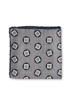 Favourbrook Grey Clivedon Silk Pocket Square- Pocket Squares