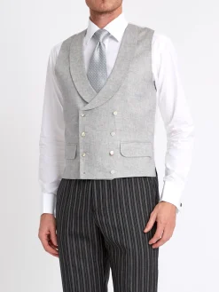 Favourbrook Grey Frampton Double Breasted 8 Button Shawl Lapel Waistcoat- Waistcoats | Shawl Lapel Waistcoats