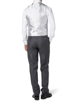 Favourbrook Grey Gabardine Wool Double Breasted 8 Button Shawl Lapel Waistcoat- Groomswear | Waistcoats