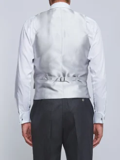 Favourbrook Grey Gabardine Wool Double Breasted 8 Button Shawl Lapel Piped Waistcoat- Wedding Attire | Waistcoats