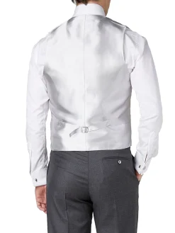Favourbrook Grey Gabardine Wool Double Breasted 8 Button Shawl Lapel Waistcoat- Groomswear | Waistcoats