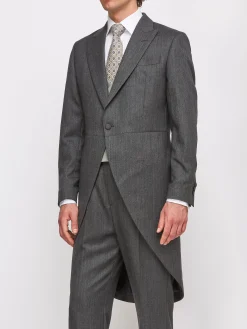 Favourbrook Grey Norfolk Herringbone Wool Morning Coat- Royal Ascot | Wedding Attire
