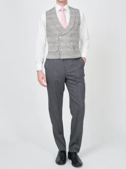 Favourbrook Grey Wetherby Double Breasted 8 Button Shawl Lapel Waistcoat- Waistcoats | Shawl Lapel Waistcoats