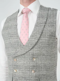 Favourbrook Grey Wetherby Double Breasted 8 Button Shawl Lapel Waistcoat- Waistcoats | Shawl Lapel Waistcoats