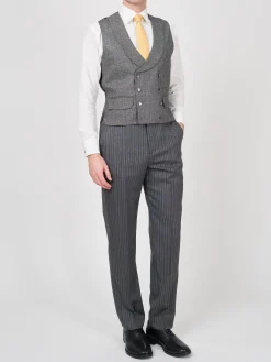 Favourbrook Grey Wilton Cashmere Double Breasted 8 Button Shawl Lapel Waistcoat- Waistcoats | Shawl Lapel Waistcoats