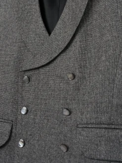 Favourbrook Grey Wilton Cashmere Double Breasted 8 Button Shawl Lapel Waistcoat- Waistcoats | Shawl Lapel Waistcoats