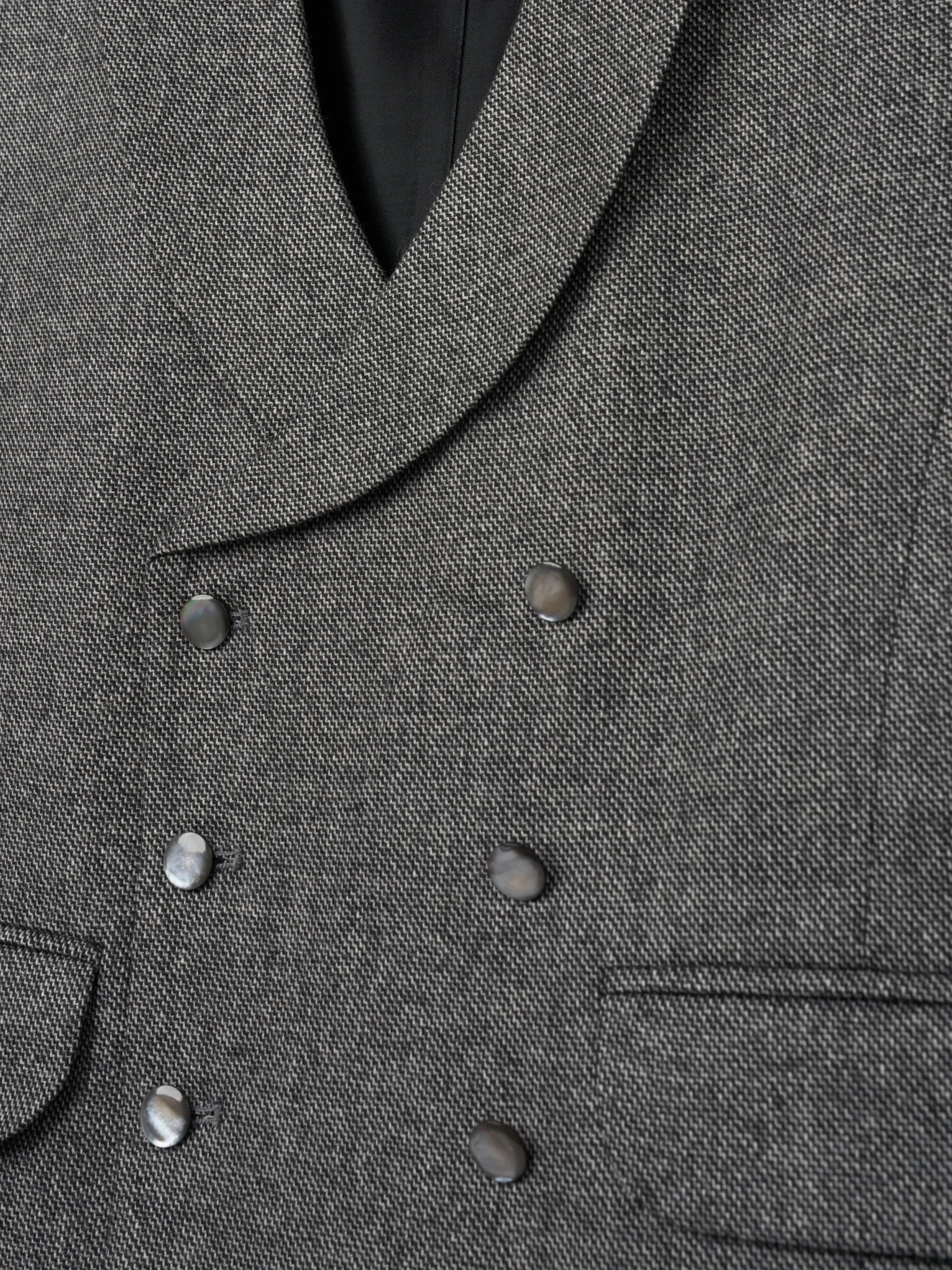 Favourbrook Grey Wilton Cashmere Double Breasted 8 Button Shawl Lapel Waistcoat- Waistcoats | Shawl Lapel Waistcoats
