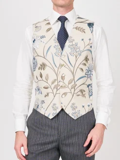 Favourbrook Indigo Netherbury Single Breasted 6 Button Waistcoat- Waistcoats | Single Breasted Waistcoats
