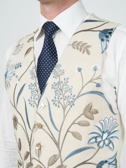 Favourbrook Indigo Netherbury Single Breasted 6 Button Waistcoat- Waistcoats | Single Breasted Waistcoats