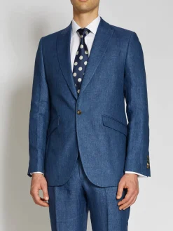 Favourbrook Indigo Woodcroft Linen Ebury Jacket- Suits