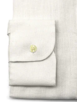 Favourbrook Ivory Colne Linen Cutaway Collar Shirt- Shirts