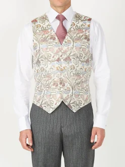 Favourbrook Ivory Davenport Silk Single Breasted 6 Button Waistcoat- Groomswear | Waistcoats