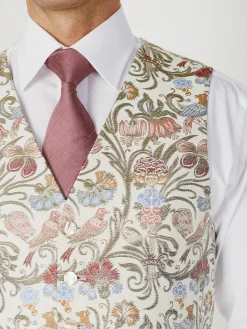 Favourbrook Ivory Davenport Silk Single Breasted 6 Button Waistcoat- Groomswear | Waistcoats