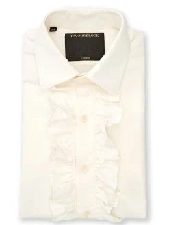 Favourbrook Ivory Poplin Cotton Large Frill Shirt- Shirts