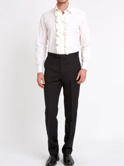 Favourbrook Ivory Poplin Cotton Large Frill Shirt- Shirts