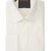 Favourbrook Ivory Poplin Cotton Pleated Pintuck Dress Shirt- Shirts