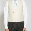 Favourbrook Ivory Randwick Double Breasted 8 Button Shawl Lapel Piped Waistcoat- Waistcoats | Royal Ascot Waistcoats