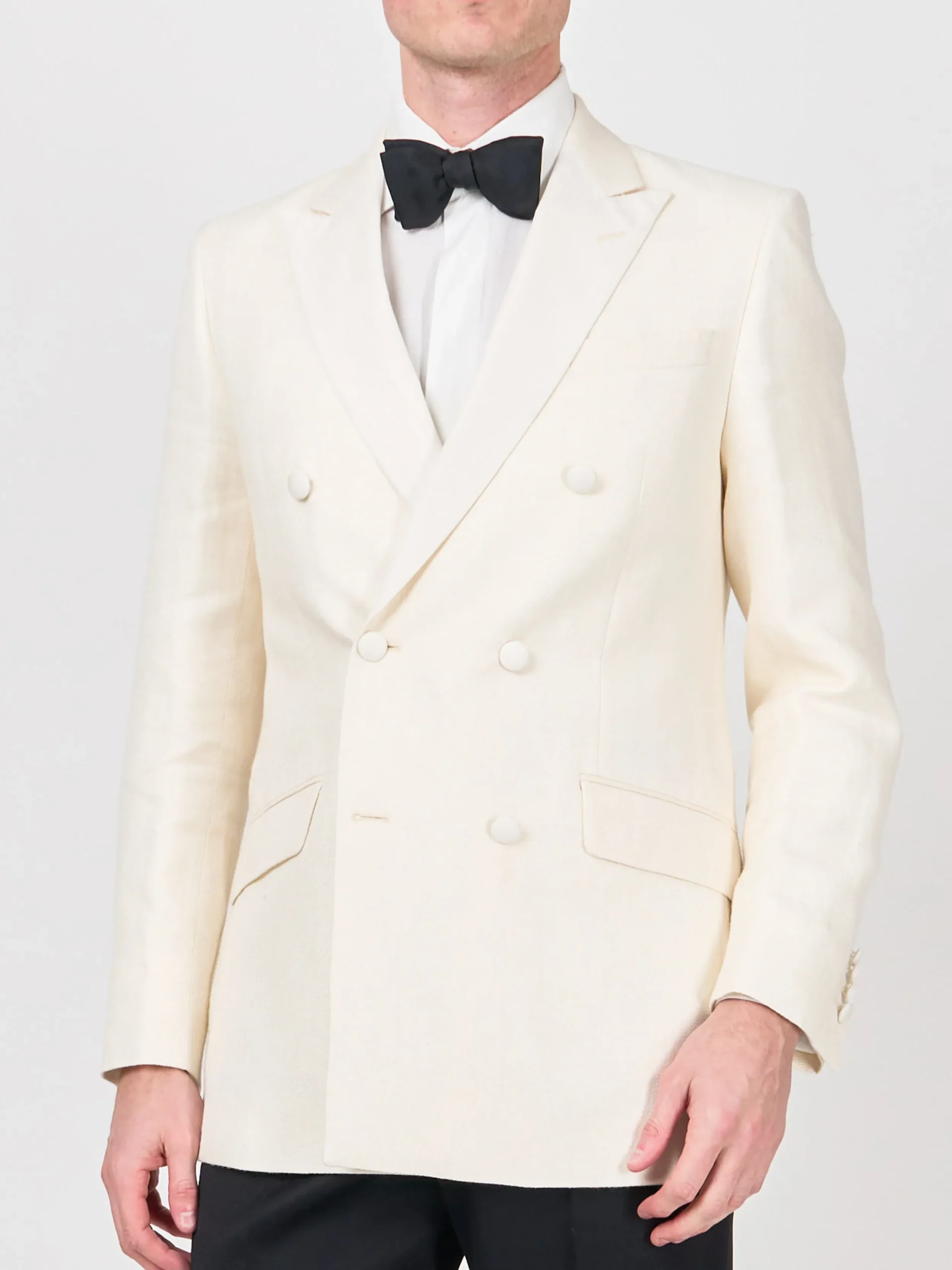 Favourbrook Ivory Randwick Linen Double Breasted Dinner Jacket- Occasionwear | Dinner Jackets