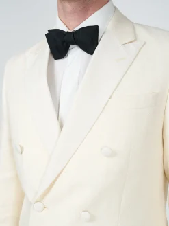 Favourbrook Ivory Randwick Linen Double Breasted Dinner Jacket- Occasionwear | Dinner Jackets
