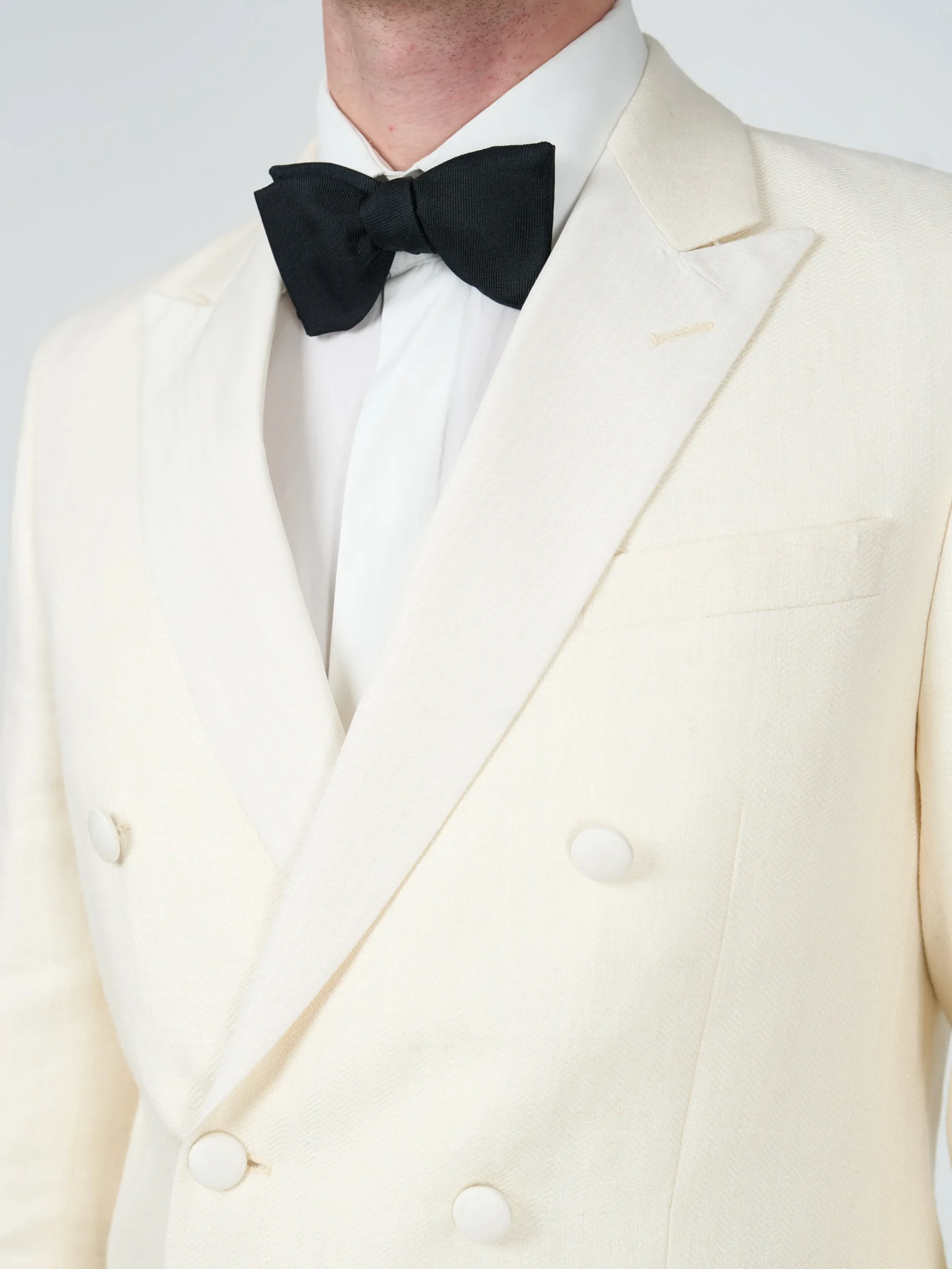 Favourbrook Ivory Randwick Linen Double Breasted Dinner Jacket- Occasionwear | Dinner Jackets