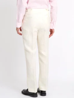 Favourbrook Ivory Randwick Linen Dress Trouser- Trousers | Suits