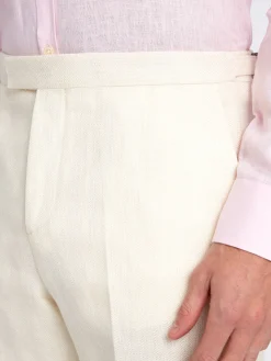 Favourbrook Ivory Randwick Linen Dress Trouser- Trousers | Suits