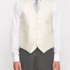 Favourbrook Ivory Starburst Silk Wool Single Breasted 6 Button Waistcoat- Waistcoats | Patterned Waistcoats