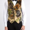 Favourbrook Jeffrey Rose Tree Garden Cotton Single Breasted 6 Button Waistcoat- Waistcoats | Single Breasted Waistcoats